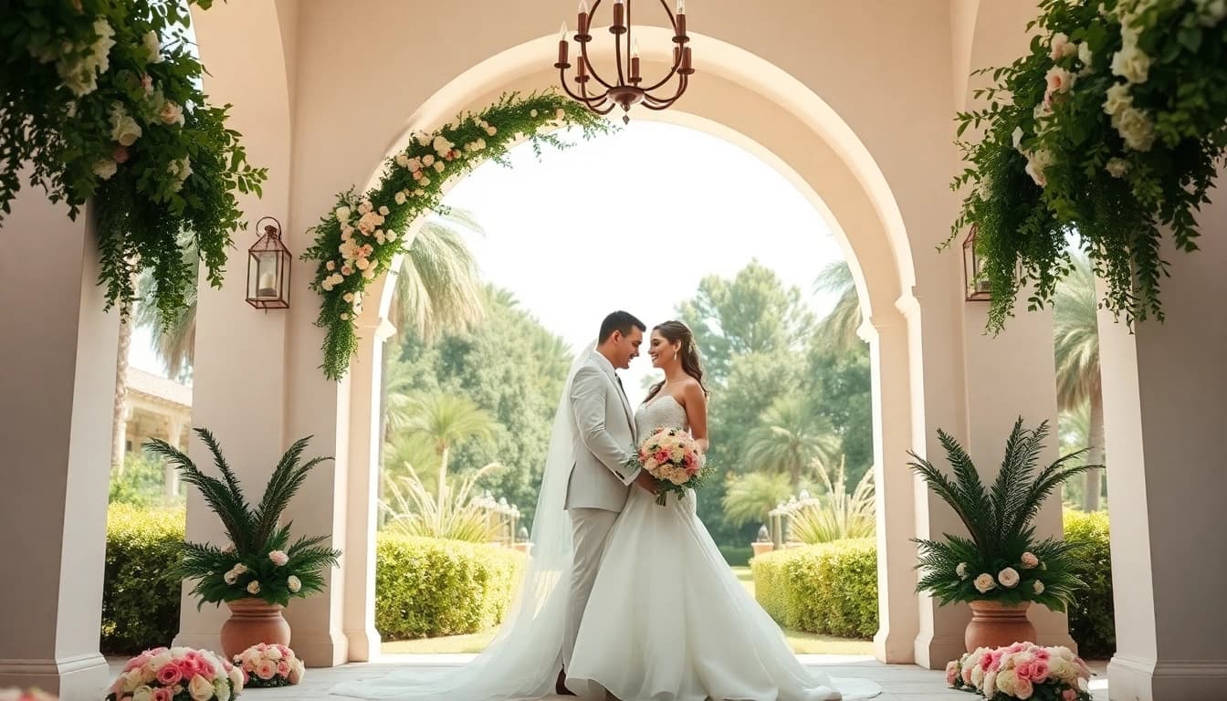 Experience a magical moment at the Best Wedding Venue Jacksonville with a beautifully dressed couple.