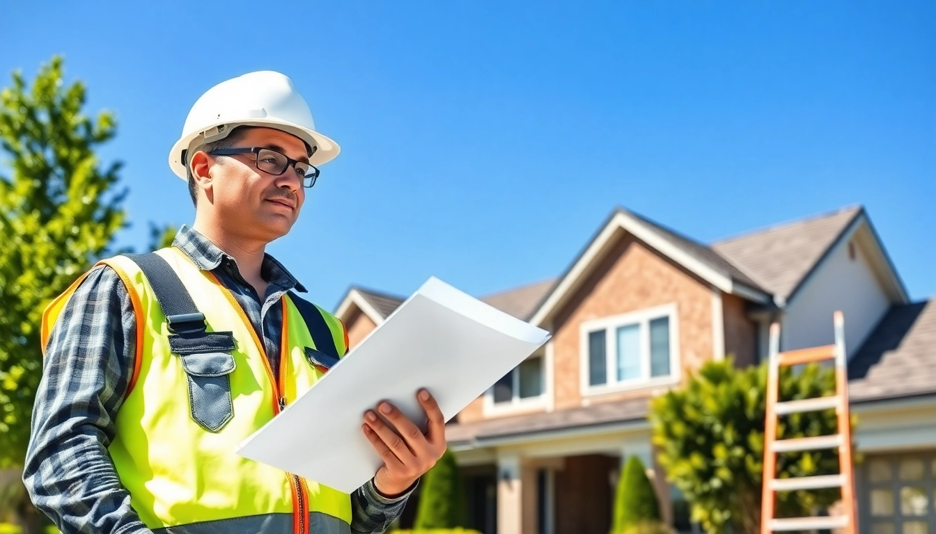 Roofing contractor inspecting a home roof for quality and safety.