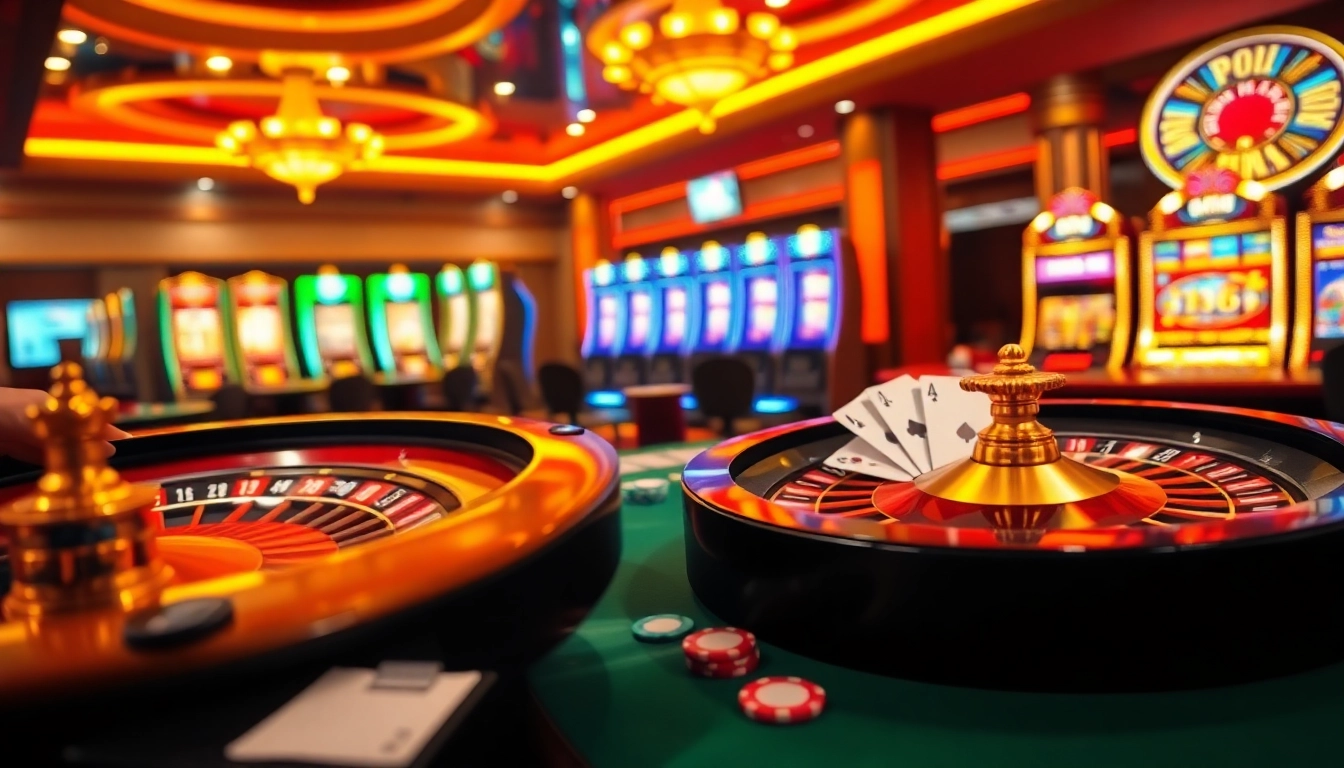 Experience the thrill of U8888 with engaging poker and roulette action in a vibrant casino scene.