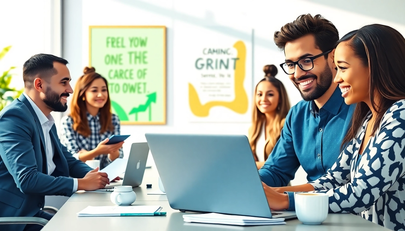 Empowering moment in career coaching with a coach guiding clients in a professional setting.