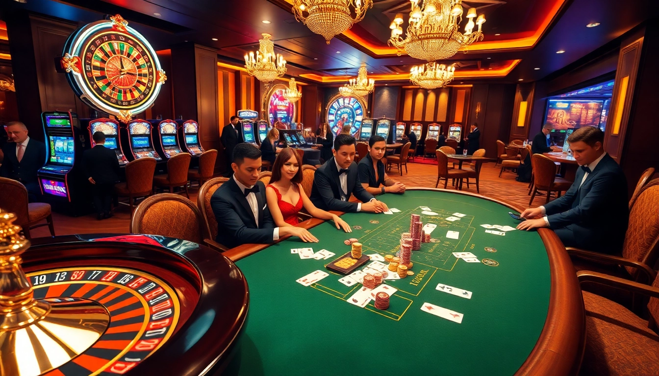 Excited players at GG88's luxurious poker table, showcasing high-stakes gambling action.