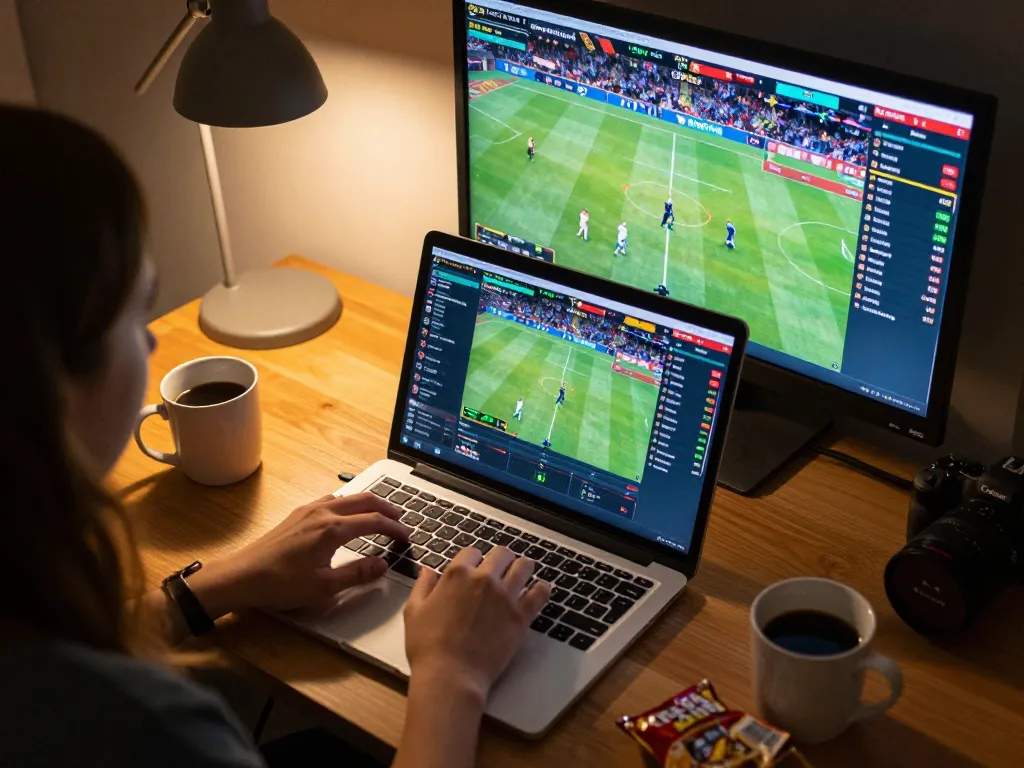 Engaging in strategic betting with sunwingo on multiple screens displaying live sports events.