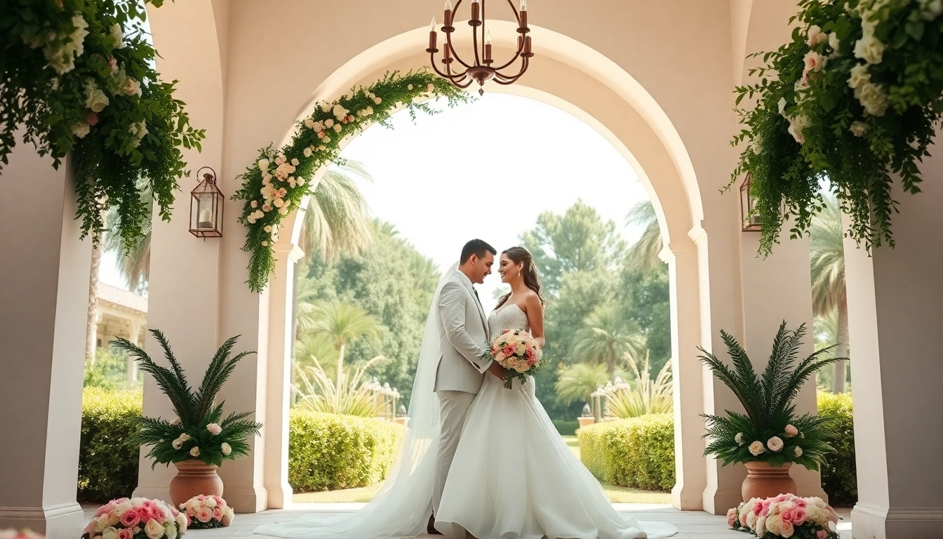 Experience a magical moment at the Best Wedding Venue Jacksonville with a beautifully dressed couple.