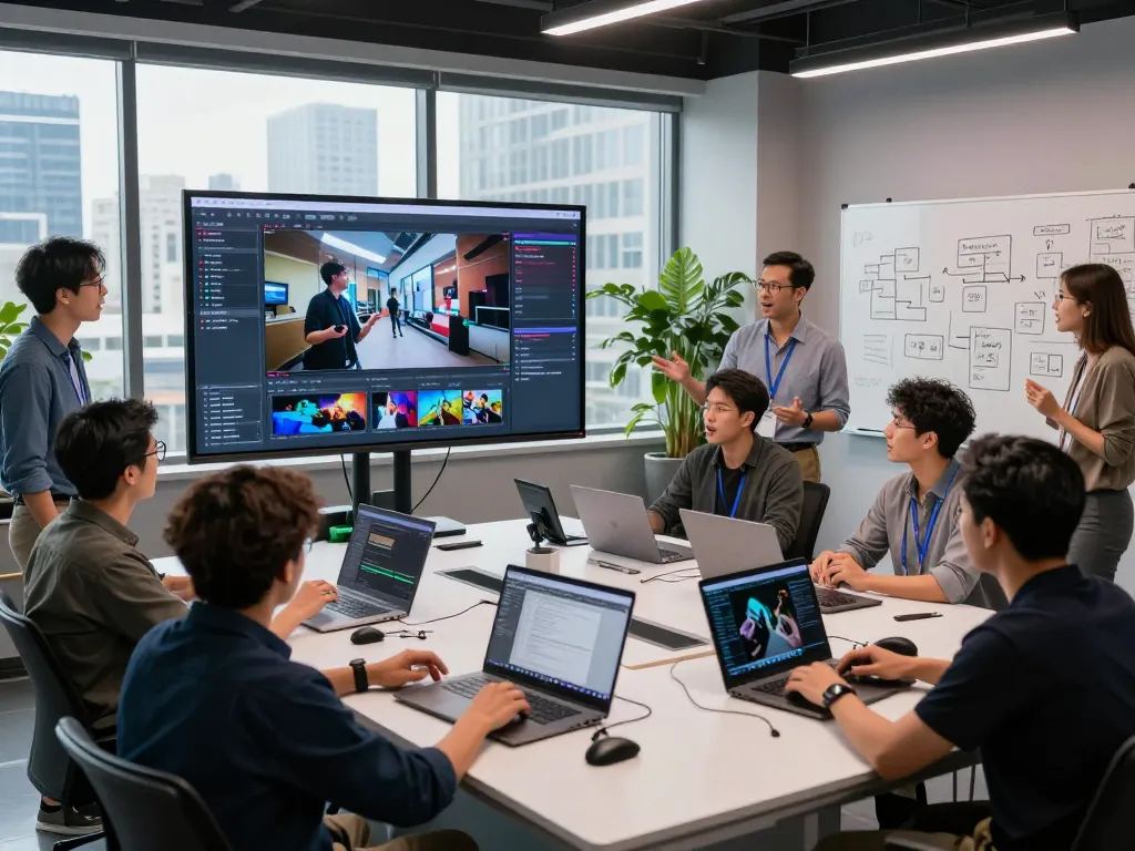 Kling motion control tool demonstrated in a vibrant studio with professionals collaborating.