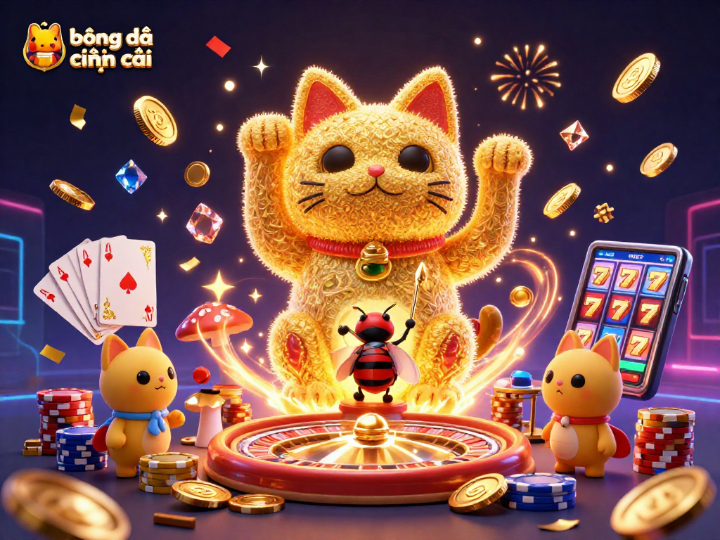 Engage in bóng đá kèo nhà cái with vibrant visuals and dynamic casino action elements illustrated.