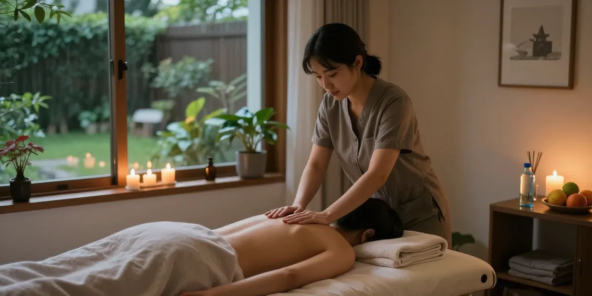 서초출장안마 therapy session in a tranquil residential setting with a therapist and client.
