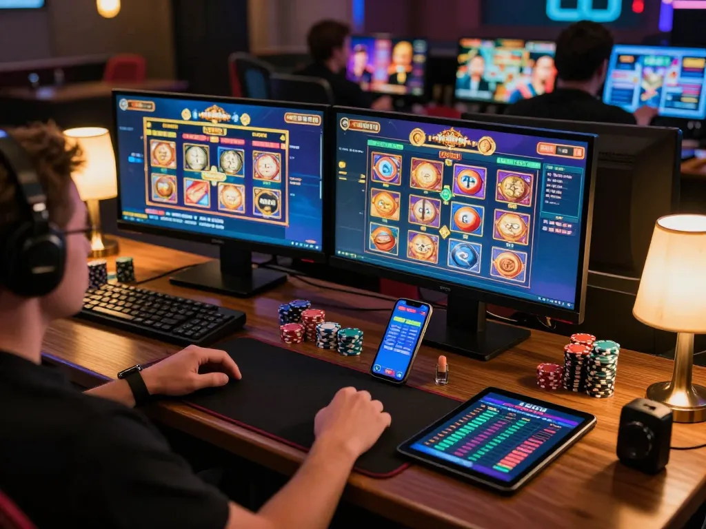 Engaging online gaming experience at man club with vibrant slot games displayed on screens