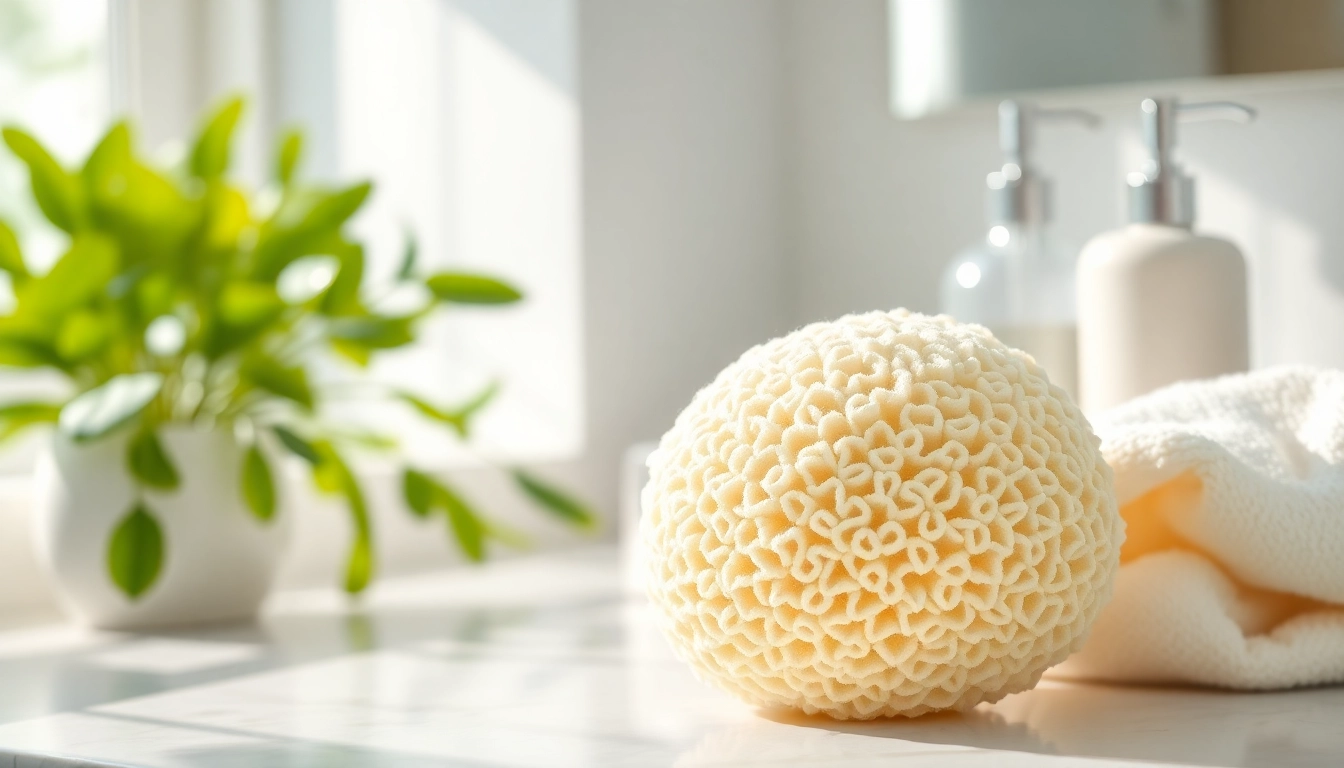 Use a makeup remover loofah to gently cleanse skin, showcasing its unique texture and benefits.