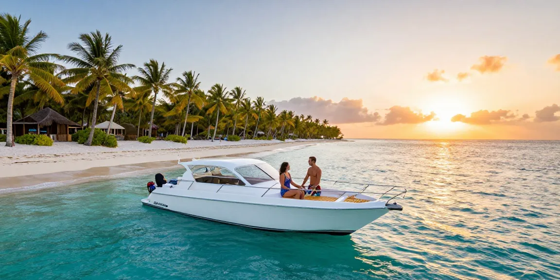 Couple enjoying a private yacht rental punta cana at sunset.