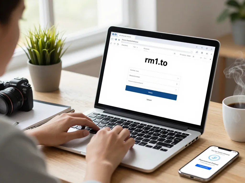 rm1.to login scene showcasing user entering credentials securely