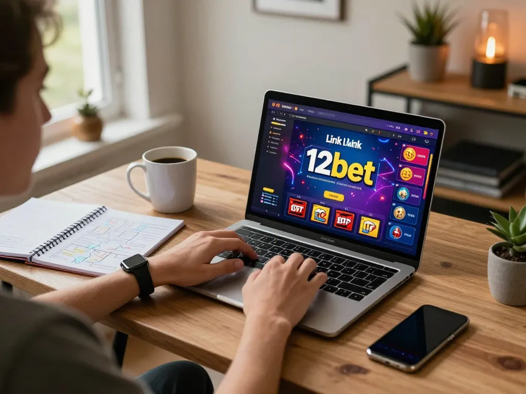 Tham gia giao diện casino Link 12bet trên máy tính xách tay trong một buổi chơi game tại nhà