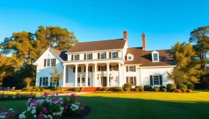 Elegant colonial home construction with classic details in a serene suburban setting.