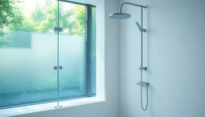 Explore elegant showers au in a modern bathroom with stylish features and natural ambiance.